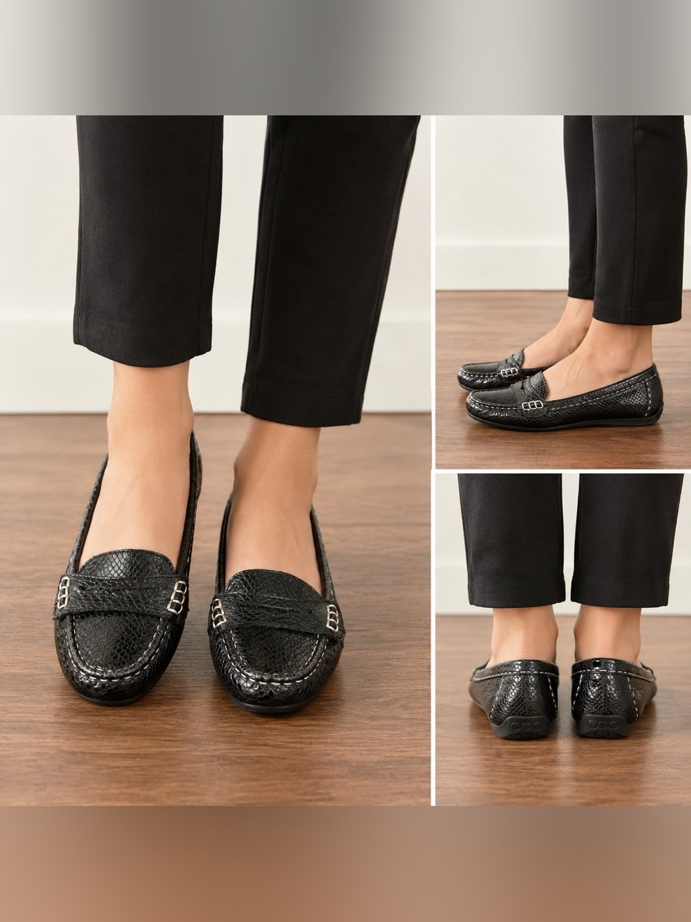 Etienne Aigner Black Leather Loafers Classic Slip-On Flats Size 7.5
